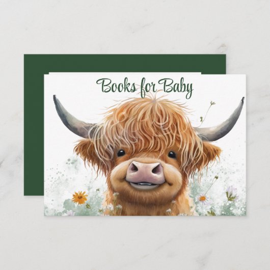 ベビー用ハイランド牛の緑の本 出欠カード (正面/裏面)