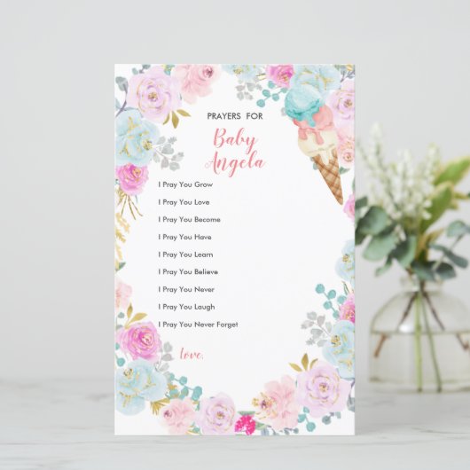 ベビー用パステルアイスクリームフローラ祈りの言葉 (スタンド正面)