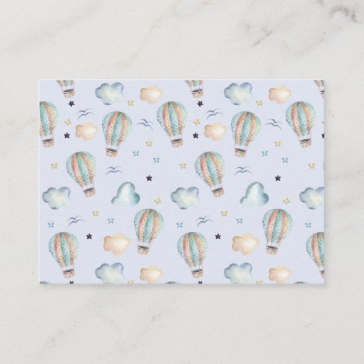 ベビー用ブック内の熱気球パーティー エンクロージャーカード (裏面)