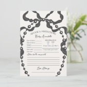 ベビー用ブラックコケット弓ベビーシャワーアドバイス 招待状 (スタンド正面)