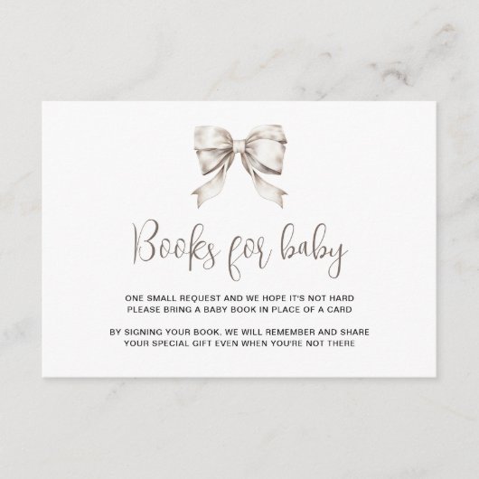 ベビー用ホワイトボウリボンヴィンテージブック エンクロージャーカード (正面)