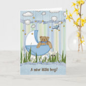 ベビー用乳母車テディベア カード (黄色い花)