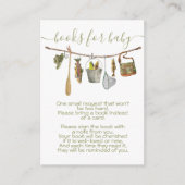 ベビー用品の釣り糸とハンガーと本 エンクロージャーカード (正面)