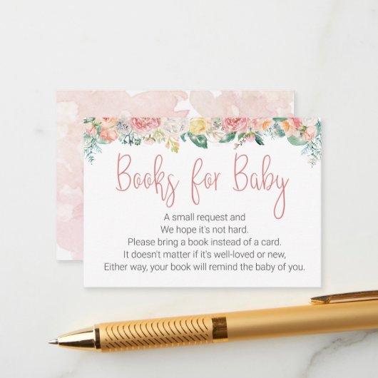 ベビー用桃色フローラ書籍 エンクロージャーカード (正面/裏面インサイチュ)