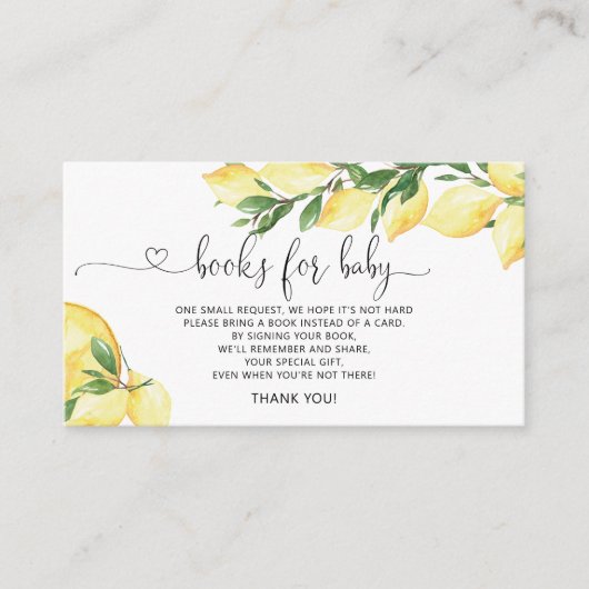 ベビー用水彩レモンシトラスブック エンクロージャーカード (正面)