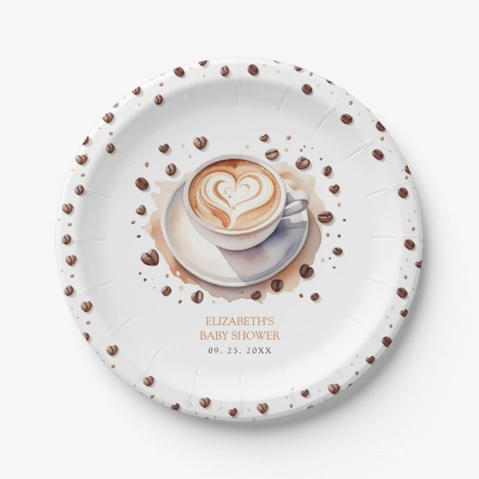 ベビー男女兼用はコーヒーの赤ちゃんシャワーを醸造している ペーパープレート (正面)