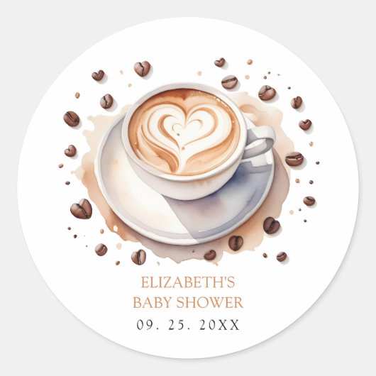 ベビー男女兼用はコーヒーの赤ちゃんシャワーを醸造している ラウンドシール (正面)