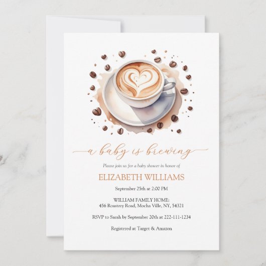 ベビー男女兼用はコーヒーの赤ちゃんシャワーを醸造している 招待状 (正面)