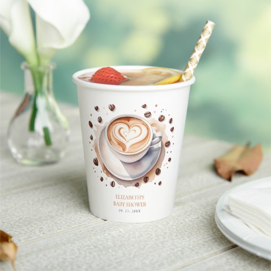 ベビー男女兼用はコーヒーの赤ちゃんシャワーを醸造している 紙コップ (インサイチュ)