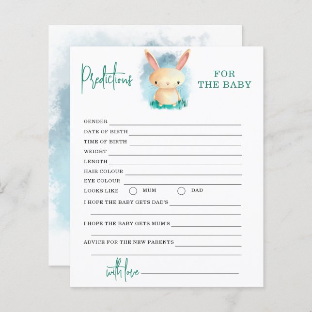 ベビー男女兼用カードのバニー予測 (正面/裏面)