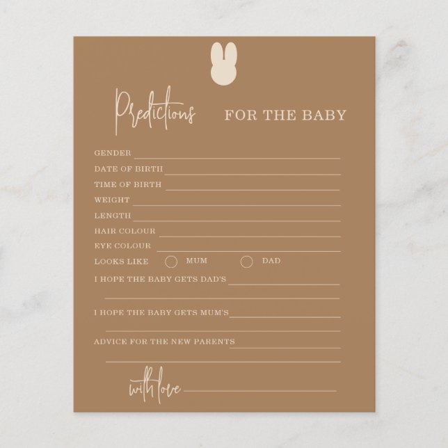 ベビー男女兼用カードのバニー予測 (正面)