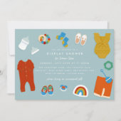 ベビー男女兼用ギフト表示シャワー 招待状 (正面)