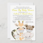 ベビー男女兼用シャワーで動物のマスクをドライブ 招待状 (正面)