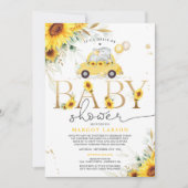 ベビー男女兼用シャワーで象を運転する 招待状 (正面)