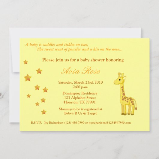 ベビー男女兼用シャワー招待状 招待状 (正面)