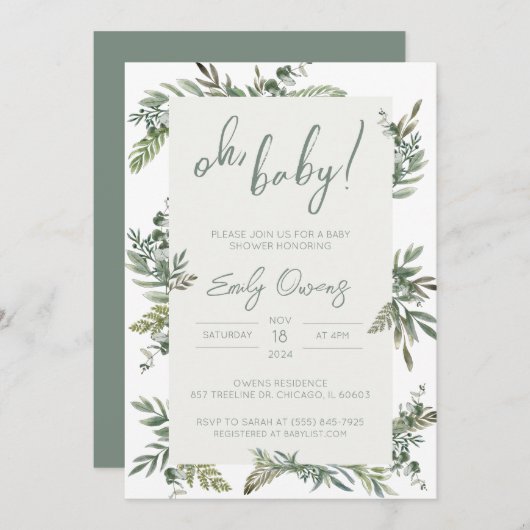 ベビー男女兼用シャワー招待状 招待状 (正面/裏面)