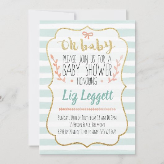 ベビー男女兼用シャワー招待状 招待状 (正面)