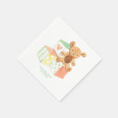 ベビー男女兼用ブロックとテディベアシャワー スタンダードカクテルナプキン (角)