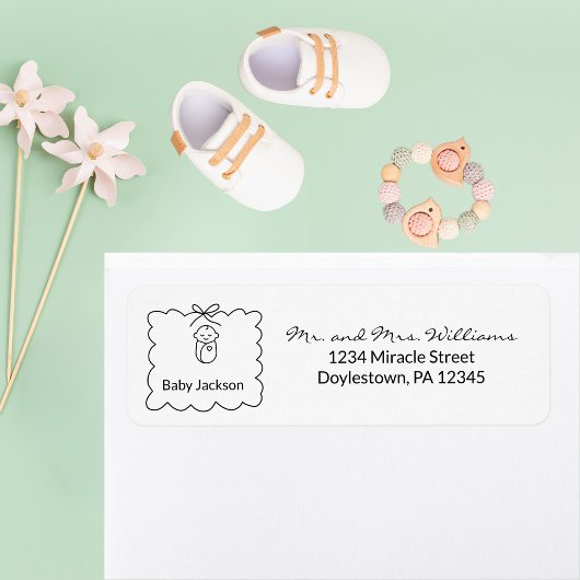 ベビー男女兼用モダンシャワー差出人住所 ラベル