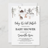 ベビー男女兼用外の赤ちゃんシャワーが冷たい 招待状 (正面)