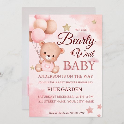 ベビー男女兼用我々は赤ちゃんシャワーを待つことができる 招待状 (正面/裏面)