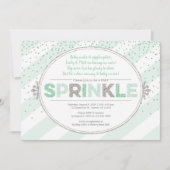 ベビー男女兼用散布招待状緑銀 招待状 (正面)