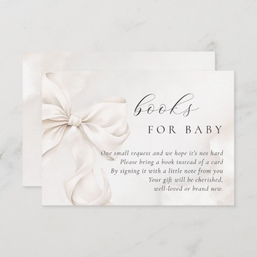 ベビー男女兼用用のバビシャワー本に弓を付ける エンクロージャーカード (正面/裏面)
