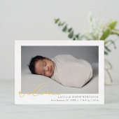 ベビー発表ウェルカムスクリプト 箔招待状 (立ち正面)