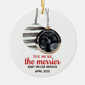 ベビー発表クリスマス現在のセラミックまたは名前 セラミックオーナメント (正面)