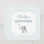 ベビー発表ボーイエレファントシェブロンハート 案内状 (正面/裏面)