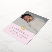 ベビー発表モダンベビー足 – 少女 箔招待状 (回転した状態)