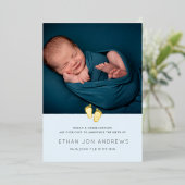 ベビー発表モダンベビー足 箔招待状 (立ち正面)