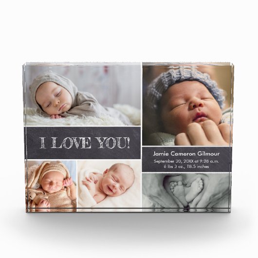 ベビー発表ラブ生まれたばかりの統計フォトコラージュ フォトブロック (正面)