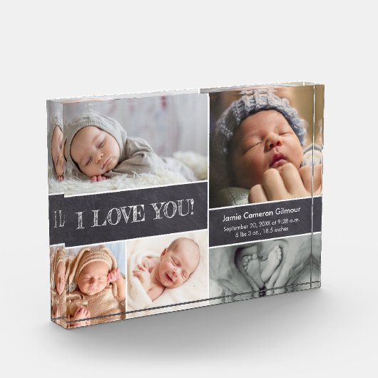 ベビー発表ラブ生まれたばかりの統計フォトコラージュ フォトブロック (左)