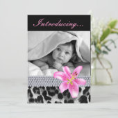 ベビー発表会 シャワーレオパード リリーフラワー 招待状 (スタンド正面)