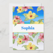 ベビー発表写真熱帯フローラビーチ 招待状 (裏面)