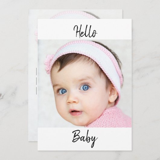 ベビー発表写真x2 モダン Chic 招待状 (正面/裏面)