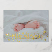 ベビー発表箔メリークリスマスホリデーカード 箔シーズンカード (正面)