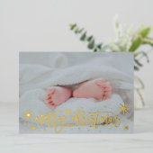 ベビー発表箔メリークリスマスホリデーカード 箔シーズンカード (立ち正面)