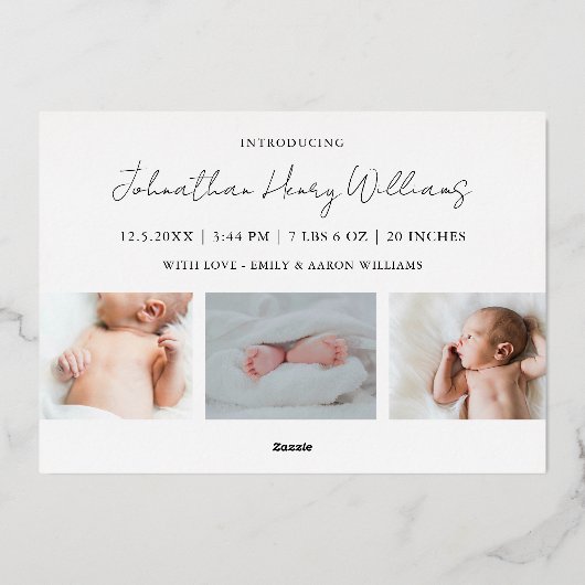 ベビー発表箔メリークリスマスホリデーカード 箔シーズンカード (裏面)