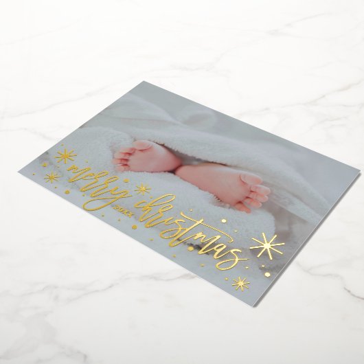 ベビー発表箔メリークリスマスホリデーカード 箔シーズンカード (回転した状態)