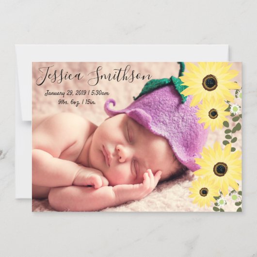 ベビー発表統計日付のフォトマグネット マグネット招待状 (正面)