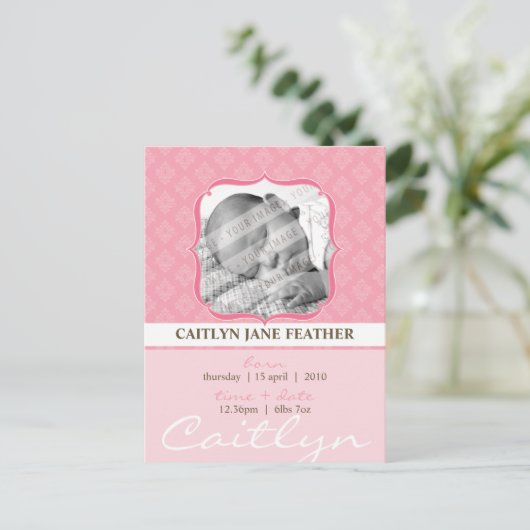 ベビー発表::エレガントなフレーム6 案内ポストカード (スタンド正面)