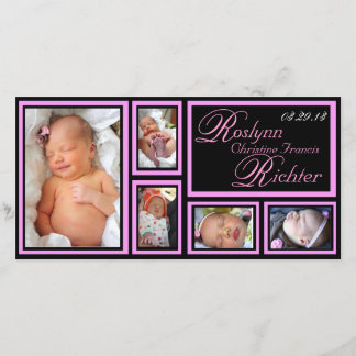 ベビー発表 – ピンク 案内状