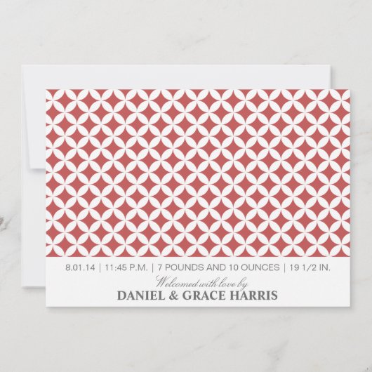 ベビー発表 |ベビーパーソナライズされた発表 案内状 (裏面)