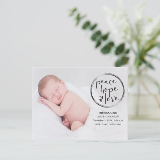 ベビー発表、初めてのクリスマス、写真 ポストカード (スタンド正面)