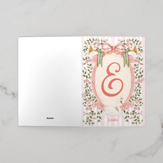 ベビー発表 – Swanプリンセス 箔グリーティングカード (外側レイダウン)