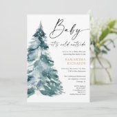 ベビー白い青い男の子のシャワーの外の冷たいモダン 招待状 (スタンド正面)