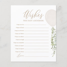 ベビー白気球の赤ちゃんシャワーゲームの願い