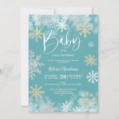 ベビー白金ゴールド銀色の外は寒い 招待状 (正面)